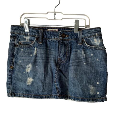 Tilt Y2k Junior's Size 3 Distressed Bleach Splatter Denim Mini Skirt - Picture 1 of 6